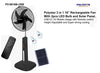Polystar 3 in 1 16 Inches Rechargeable Standing Fan With Free Panel and Bulb| PV-8516B