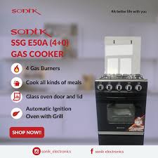 Sonik 4 Burner 50x50 Auto Ignition Standing Gas Cooker |SSG-E50A